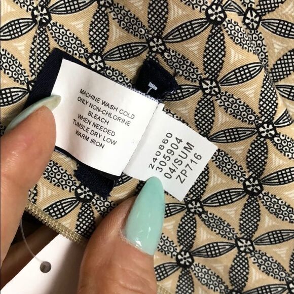 Gap khaki &blue geometric stretch cotton dress 8 - Picture 5 of 8